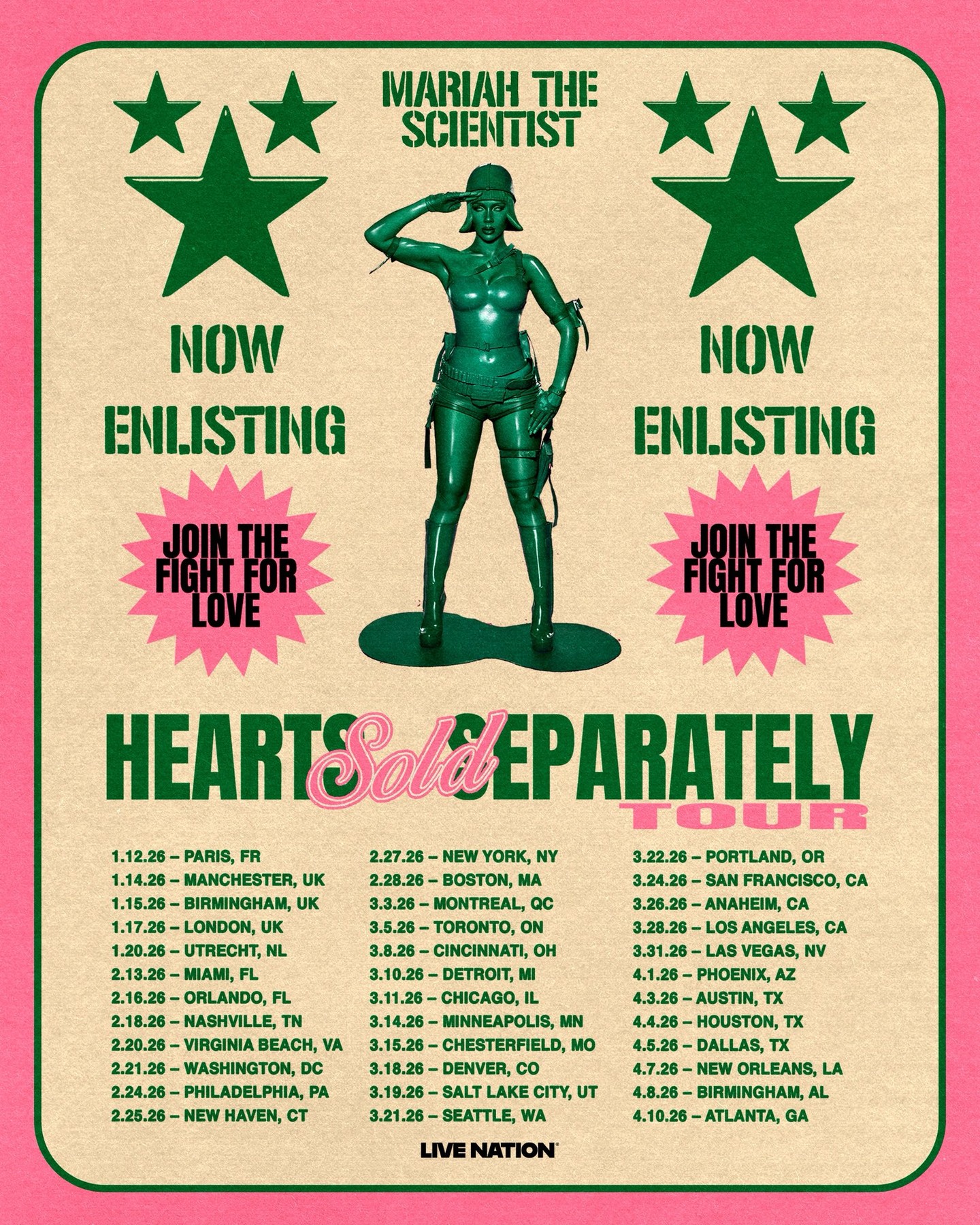 Mariah the Scientist Hearts Sold Separately Tour Poster 2026